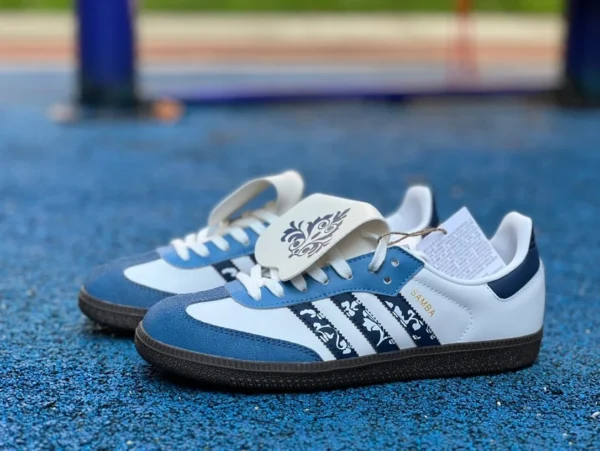 Adidas training blanc vernis bleu et blanc canal pur original adidas originals Samba Vlad blanc vernis bleu et blanc baskets basses pour hommes et femmes même style bleu et blanc IG1024