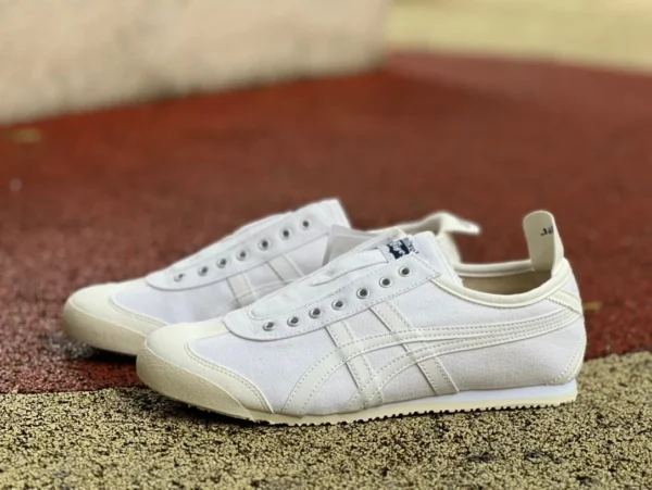 Onitsuka Tiger sans lacets blanc pur Onitsuka Tiger MEXICO 66 tissu à enfiler cuir synthétique bas